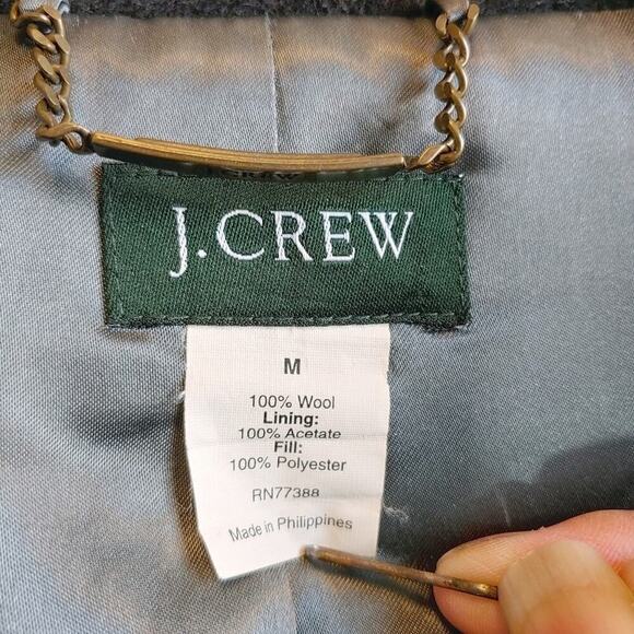 J. Crew Women's Black Wool Double Breasted Pea Coat Sz M Academia Preppy Winter - Picture 11 of 12